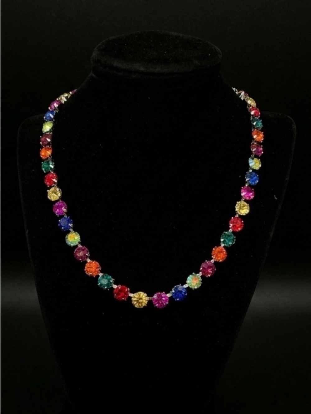 #327 KIRKS FOLLY Vintage Rainbow Multi-Colored Rhinestone Necklace
